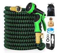 FASCINATDECO Manguera Jardin, Manguera Extensible 30m, Manguera retractil, Manguera Jardin con 10 Funciones Pistola, Manguera de Riego con 1/2" y 3/4" Adaptador, Conector de Latón Macizo