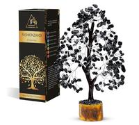 FASHIONZAADI Black Tourmaline Feng Shui Bonsai Chakra Tree Healing Crystals Gemstone Trees Reiki Stones Good Luck Home Office Décor Health Prosperity Size 10-12 Inch (Silver Wire)
