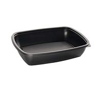 Fastpac DE763 - Contenedores de alimentos rectangulares medianos, capacidad de 900 ml, 48 mm x 168 mm x 230 mm, color negro, paquete de 300