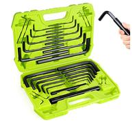 FASTPRO Juego de llaves hexagonales de 32 piezas con estuche de almacenamiento, SAE y llaves Allen métricas con asas de extensión incluidas, color verde