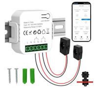 Fastsaw Contador de Energía WiFi Bidireccional 80A con 2 Pinzas, Medidor Inteligente para Autoconsumo Solar y Placas Fotovoltaicas, Compatible Smart Life y Alexa, Montaje en Carril DIN, Sin Pasarela