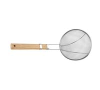 Fat Skimmer Spoon, Stainless Steel Fine Mesh Food Strainer with Wooden Handle, Hangable Cooking Skimmer Multifunctional Kitchen Cooking Mesh for Grease, Gravy, Foam