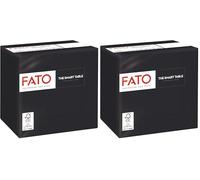 Fato - Servilletas de Papel Desechables, Ideales para Aperitivos y Cócteles, Paquete de 200 Servilletas, Tamaño 24x24, dobladas en 4, de 2 capas, Color Negro, 100% Puro Papel de Celulosa