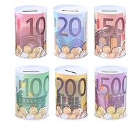 fatteryu Creativo Euro Dólar Cilindro de Metal Hucha Ahorro Caja de Dinero Decoración del hogar