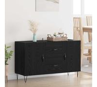 faucqel Aparador negro efecto roble 100 x 36 x 60 cm de material de madera con espacio de almacenamiento para salón, pasillo, comedor y dormitorio, cómoda moderna con cajón y puertas