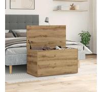 Faucqir Baúl de almacenamiento de madera de roble Artisan, 84 x 42 x 46 cm, con tapa, organizador para pasillo, salón, dormitorio, habitación infantil