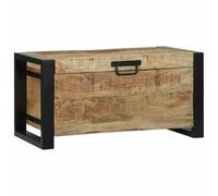 Faucqir Baúl de almacenamiento marrón de madera maciza de mango 60 x 30 x 30 cm rectangular con mucho espacio de almacenamiento para dormitorio, pasillo, salón, ideal como cofre de asiento y