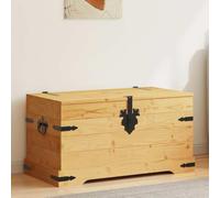 Faucqir Baúl estilo corona mexicana de pino encerado 91 x 49,5 x 47 cm con asas de metal resistentes, cofre de almacenamiento versátil y baúl para salón, dormitorio, vestíbulo