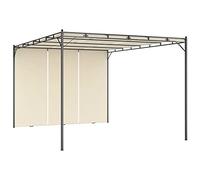 Faucqir Cenador de jardín con cortina lateral, 4 x 3 x 2,25 m, color crema de acero pulverizado, plegable, para jardín, terraza, balcón, eventos, carpa para fiestas con protección solar, para