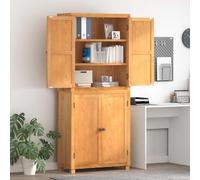 Faucqir Juego de muebles de almacenamiento con estantería, 2 unidades, madera maciza de roble natural, 80 x 35 x 185 cm, con 4 estantes y puertas con bisagras, para salón, dormitorio, espacio de