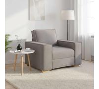 Faucqir Silla de sofá de tela gris topo, 100 x 78 x 84 cm, muebles tapizados con estructura de metal y madera, reposabrazos anchos, cómodo sillón para salón, habitación de invitados y salón para