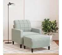 Faucqir Sillón con taburete de terciopelo gris claro, 77 x 77 x 80 cm con estructura de metal estable para salón, salón y habitaciones de invitados, cómodos muebles tapizados, diseño moderno, taburete