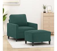 Faucqir Sillón con taburete de terciopelo verde oscuro, 78 x 77 x 80 cm, muebles tapizados para salón, habitación de invitados, salón, cómodo sentarse y relajarse con estructura robusta y superficie