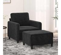 Faucqir Sillón con taburete negro de 60 cm, asiento de terciopelo, muebles tapizados con estructura metálica resistente, 78 x 77 x 80 cm, ideal para salón, habitación de invitados y salón