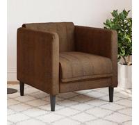Faucqir Sillón de piel sintética marrón con patas de madera maciza, 69 x 76,5 x 74,5 cm, acolchado para salón, adecuado para relajarse, leer y sentarse