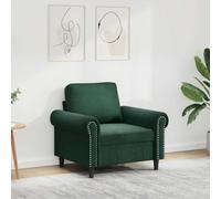 Faucqir Sillón de terciopelo verde oscuro con estructura de metal, 60 cm de ancho del asiento, salón, muebles tapizados, cómodo sillón para relajarse y leer con construcción estable