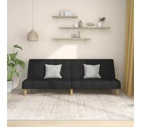 Faucqir Sofá cama de 2 plazas de tela negra con marco de madera, 200 x 84,5 x 69 cm, cómodo mueble tapizado para salón y habitación de invitados, sofá versátil con función reclinable y banco robusto