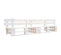 Faucqir Sofá palet de jardín de 2 plazas, madera blanca, muebles duraderos para exteriores, resistente a la intemperie, diseño rústico para terraza, jardín, balcón, porche y ocio al aire libre