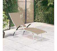 Faucqir Tumbona de textileno y aluminio ajustable, color crema, extra alta, para jardín, terraza, piscina, tumbona estable con respaldo cómodo y fácil de levantarse