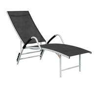 Faucqir Tumbona de textileno y aluminio negro, tumbona de jardín ajustable con superficie de asiento extra alta, ideal para terraza, piscina, balcón y bienestar al aire libre para relajarse en