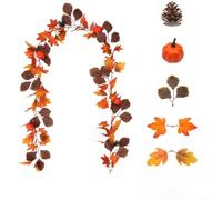 Fauhapyway Guirnalda artificial de hojas de arce para decoración de otoño, follaje de flores de seda para el hogar para el hotel, fiesta de vacaciones, naranja, 1 pieza(276)