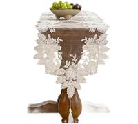 Fauhapyway Mesa de encaje con cuentas de oro blanco de estilo europeo para corredor, mantel de poliéster bordado romántico para decoración de comedor del hogar, 60 x 60 cm (blanco B)