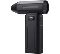 Fauhapyway Ventilador turbo portátil de 100000 RPM, 6000 mAh, soplador de aire de mano con 5 velocidades y LED, plumero de refrigeración de metal para PC de coche (negro)