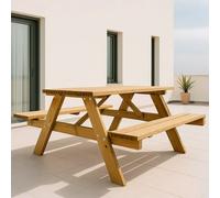 Faura Mesa picnic de madera 177 x 152 x 71 cm