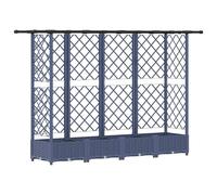 Favemtsl Bancal alto con enrejado y techo gris 202,5 x 40 x 123 cm PP | Macetero resistente para terraza y balcón. La construcción inteligente ahorra espacio gracias a la jardinería vertical.