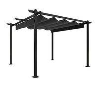 Favemtsl Cenador de 3 x 3 m con techo extensible de metal y pérgola antracita