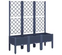 Favemtsl Macetero con enrejado, color gris azulado, aspecto de ratán, 120 x | Macetero resistente con soporte para jardín para balcón y terraza, material de polipropileno resistente con sistema de