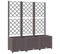 Favemtsl Macetero con enrejado marrón 120 x 40 x 136 cm PP jardinera | Bancal estable para tomates y rosas en la terraza, balcón o en el exterior con ayuda integrada para enredaderas.