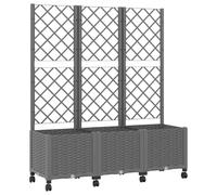 Favemtsl Macetero con enrejado y ruedas, color gris claro, 120 x 40 x 146 | Jardinera de polipropileno resistente a la intemperie con desagüe y frenos de estacionamiento para un verde flexible del