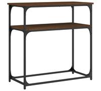 Favemtsl Mesa consola marrón efecto roble 75 x 35,5 x 75 cm metal | Mesa de pasillo estable con estructura de metal, patas ajustables y protección antivuelco para pasillo