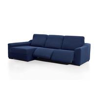 FAVERTI® Funda Chaise Longue Super Elástica Brazo Largo Izquierdo (Visto de Frente) Dos Pies | Modelo NOVELE | Marino | Protector de Calidad de Tejido Jacquard Tacto algodón