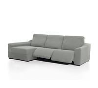 FAVERTI® Funda Chaise Longue Super Elástica Brazo Largo Izquierdo (Visto de Frente) Dos Pies | Modelo NOVELE | Gris Claro | Protector de Calidad de Tejido Jacquard Tacto algodón