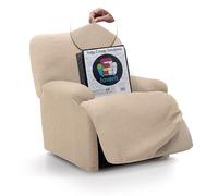 FAVERTI® Funda Elástica Sillón Relax Pies Juntos Reclinable de 70 a 90cm | Modelo Reale | Beige | Funda Sillón Abatible Universal | Protector de Calidad Tejido Jacquard Tacto algodón