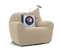 FAVERTI® Funda Sillón Super Elástica 1 Plaza de 70 a 110 cm | Modelo NOVELE | Beige | Funda Universal Ideal para Cualquier Forma de sillón | Protector de Calidad Tejido Jacquard Tacto algodón
