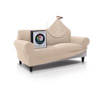 FAVERTI® Funda Sofá Premium 2 Plazas - Funda de Tejido Súper Elástico para Sofás de 140 a 180cm | Modelo BOCAIRENT | Beige | Funda Sofá Súper Ajustable | Protector Sofá Elegante Tacto Algodón
