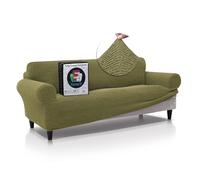 FAVERTI® Funda Sofá Premium 4 Plazas - Funda de Tejido Súper Elástico para Sofás de 230 a 270cm | Modelo BOCAIRENT | Verde | Funda Sofá Súper Ajustable | Protector Sofá Elegante Tacto Algodón