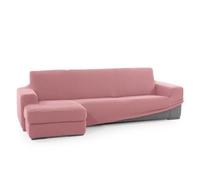 FAVERTI® Funda Super Elástica Chaise Longue Brazo Corto Izquierdo (Visto de Frente) | Modelo NOVELE | Rosa Pastel | Protector de Calidad de Tejido Jacquard Tacto algodón
