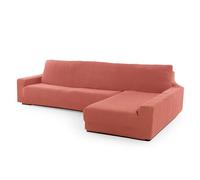 FAVERTI® Funda Super Elástica Chaise Longue Brazo Largo Derecho (Visto de Frente) | Modelo NOVELE | Coral | Protector de Calidad de Tejido Jacquard Tacto algodón