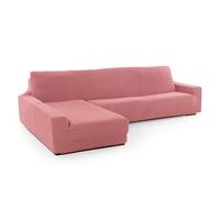 FAVERTI® Funda Super Elástica Chaise Longue Brazo Largo Izquierdo (Visto de Frente) | Modelo NOVELE | Rosa Pastel | Protector de Calidad de Tejido Jacquard Tacto algodón