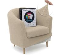 FAVERTI® Funda Super Elástica de Sillón Club con Funda de Asiento, Compatible con los sillones de IKEA TULLSTA y BAKLA | Modelo NOVELE | Beige | Tejido Jacquard de Calidad Tacto Algodón