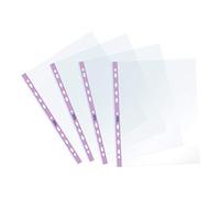 Favorit 400136869 - Fundas transparentes, perforación universal, formato interior 22 x 30 cm, acabado liso, para hojas A4, paquete de 25 unidades, con banda lila pastel