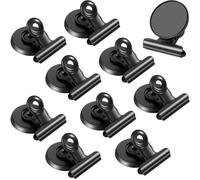 FAYAHAR 10 Piezas Clip Magnetico, Imanes con Pinza para Nevera, Negro | Pequeño Pinzas Magnéticas, Imán Potente, Agarre Firme, Retira sin Marcas, 31mm Clips Magneticos para Oficina Cocina