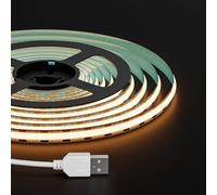 FCOB COB USB Tira LED 1m 320LEDs/m Blanco Cálido 3000k Dimmable DC5V CRI90+ | IP30 Flexible de alta densidad Cinta LED para retroiluminación de TV Armoire DIY Decoración para el hogar(sin Dimmer)