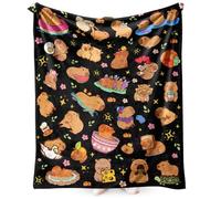 FCXVXCL Capybaras Manta Niños Frazada de Franela Manta Suave Frazada de Sofá Capybara Material Suave de Punto Moda y Dibujos Animados para Oficina Siesta 150×100cm