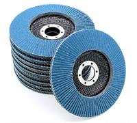 Fd-Workstuff Discos abrasivos de abanico profesionales, color azul, 10 unidades, diámetro 115 mm, grano 120, acero inoxidable, discos abrasivos laminares