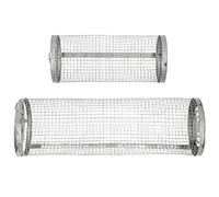 Fdit 2 Piezas de Cesta para Parrilla de Barbacoa, Tubo de Red, Barril, Jaula Abierta de Acero Inoxidable, Gancho para Exteriores, Cesta de Comestibles, Gancho Colgante, Diseño de
